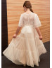 Dotted Lace Tulle Lovely Country Flower Girl Dress